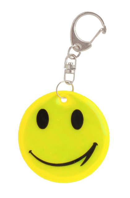 Reflexní přívěsek - smajlík s kovovou sponou - splňuje EN 13356 | EN 17353